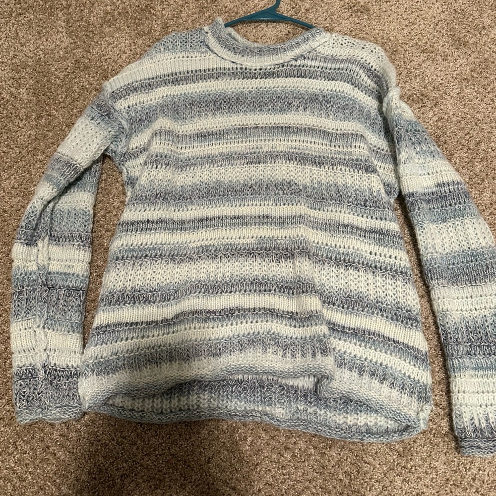 Striped Gray and White Women's Sweater